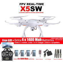 Load image into Gallery viewer, SYMA X5SW/X5SW-1 WIFI Drone Quadcopter With FPV Camera Headless 6-Axis Real Time Video RC Helicopter Quad copter With 5 Battery