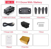 Load image into Gallery viewer, SJRC F11 GPS Drone With Wifi FPV 1080P Camera Brushless Quadcopter 25 minutes Flight Time Gesture Control Foldable Dron Vs SG906