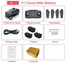 Load image into Gallery viewer, SJRC F11 GPS Drone With Wifi FPV 1080P Camera Brushless Quadcopter 25 minutes Flight Time Gesture Control Foldable Dron Vs SG906