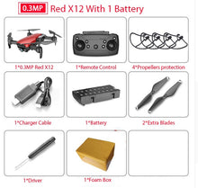 Load image into Gallery viewer, Newest X12 with 0.3MP/2MP Wide Angle HD WiFi Camera FPV Mini Drone Rc Helicopter Hight Hold Quadcopter Vs E58  E511 M69 Dron